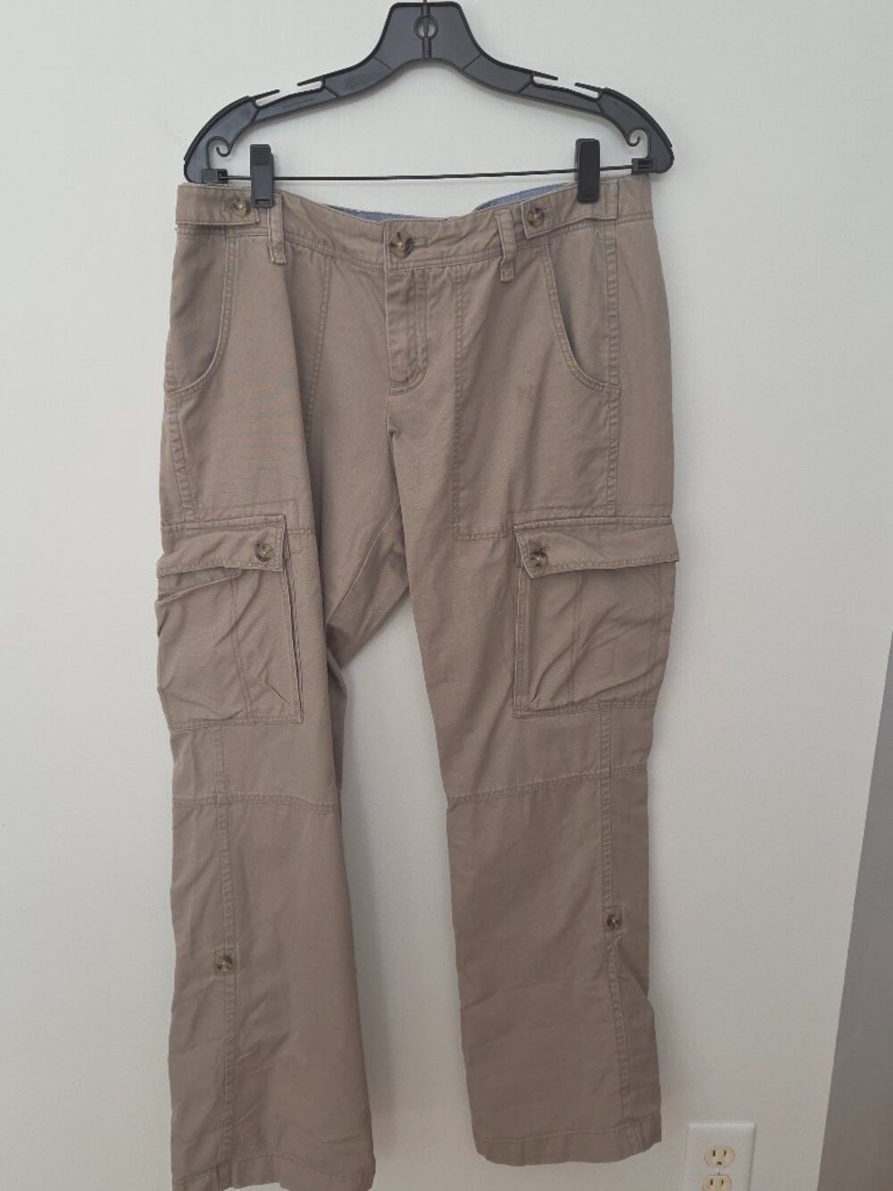 Banana Republic Cargo Chino Pants Women’s Size 12 Khaki 100% Cotton